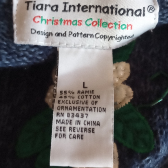 Tiara International Christmas Collection Blue Y2K Vintage Zip Up Sweater Jacket - Picture 12 of 16